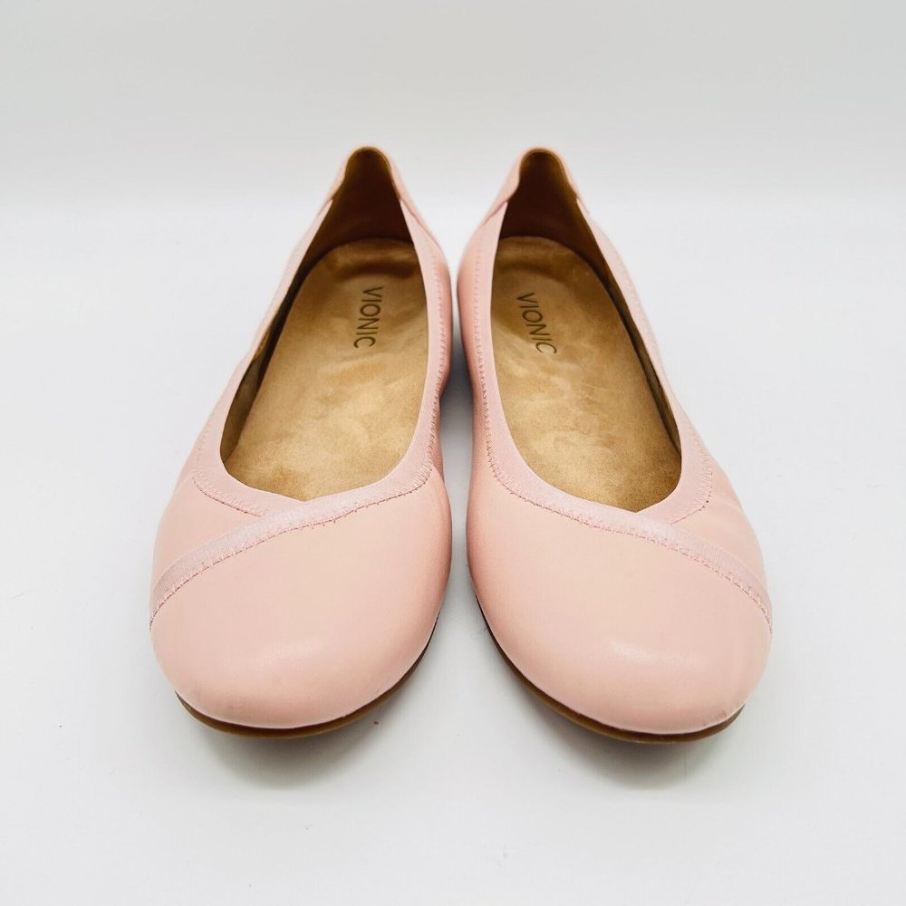 Vionic Ballet Flats Womens 8 Pink Caroll Leather Slip On Comfort Shoes - Picture 4 of 14